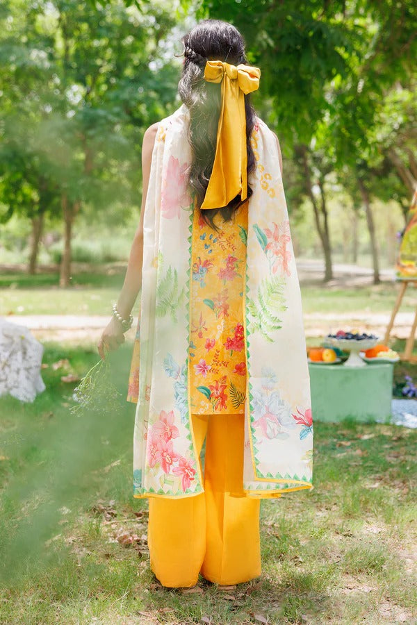 Yellow | Saya 3pc Unstitched Lawn Suit