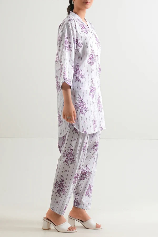Lilac | Saya 2PC Unstitched Lawn Suit