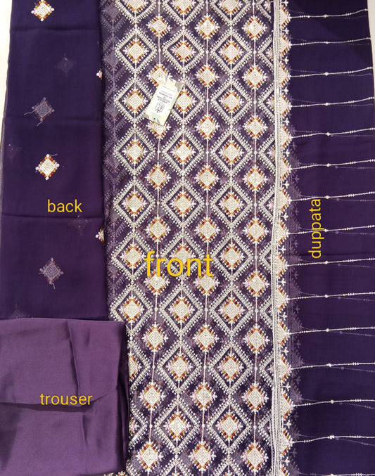 Purple | Luxury Chiffon Embroidered