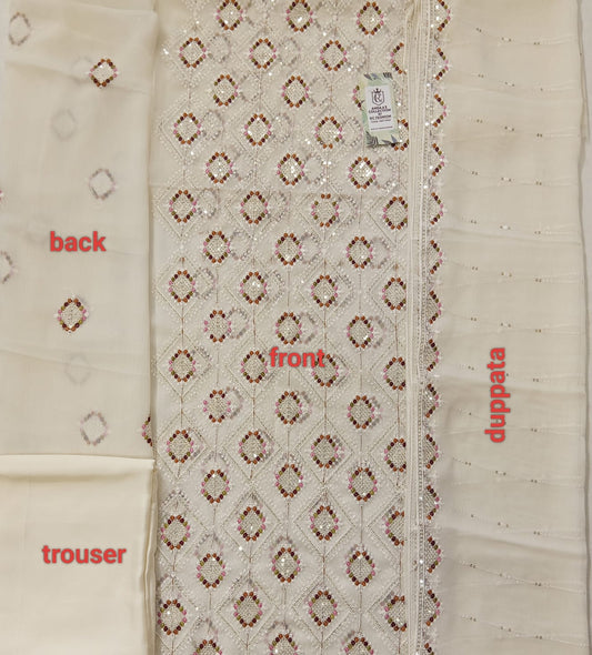 Off White | Luxury Chiffon Embroidered