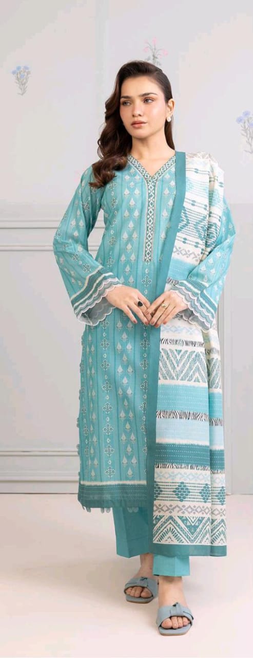 Aqua Zellbury 3pc Unstitched Lawn Suit – Stylish Pakistani Lawn Outfit 2025