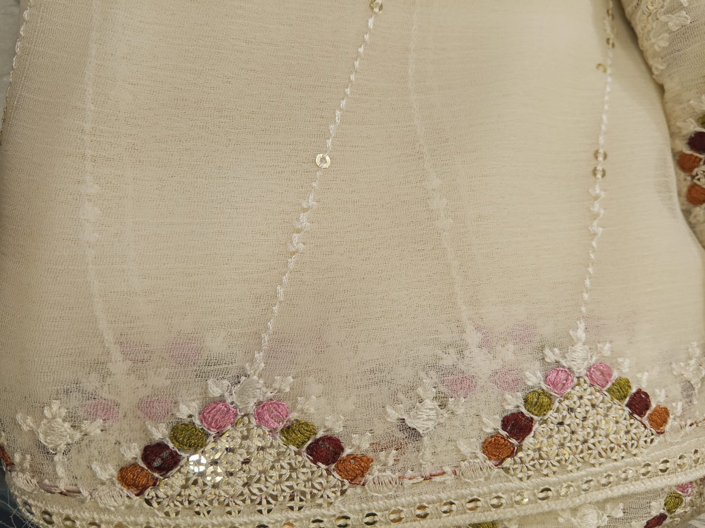 Off White | Luxury Chiffon Embroidered