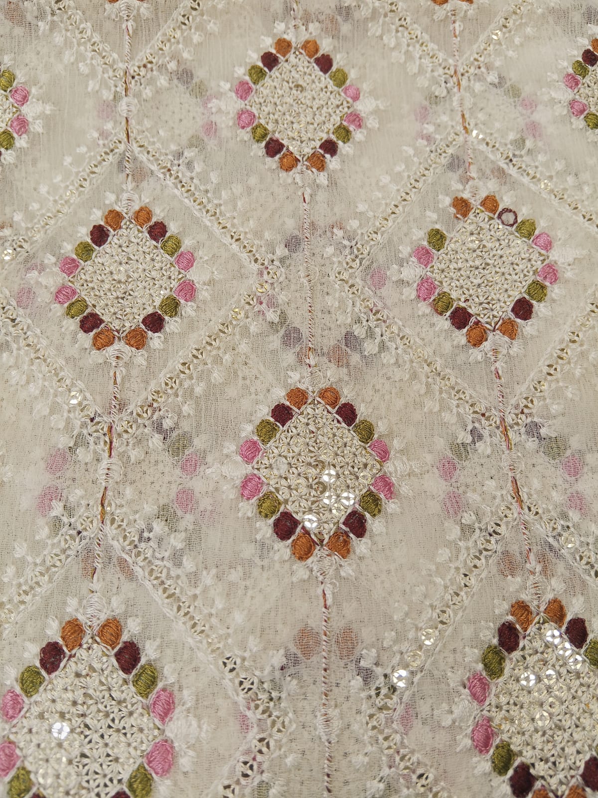 Off White | Luxury Chiffon Embroidered
