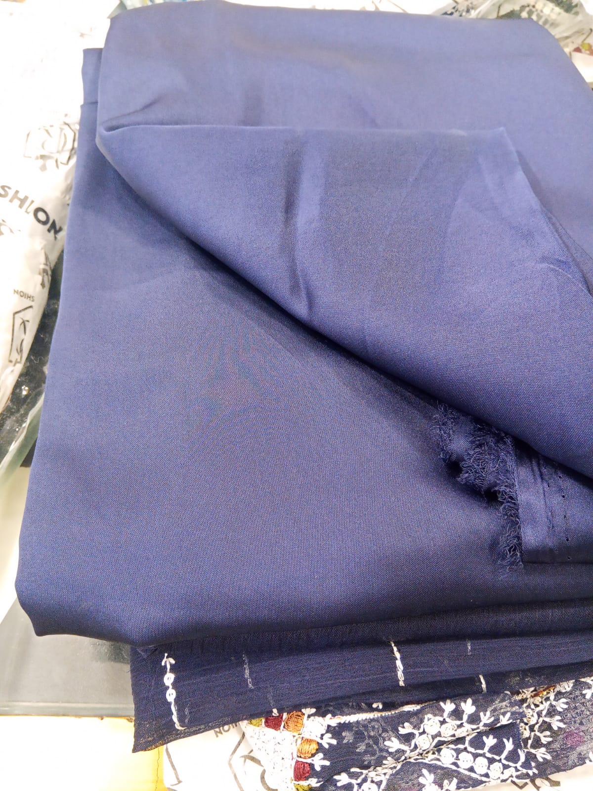 Navy Blue | Luxury Chiffon Embroidered