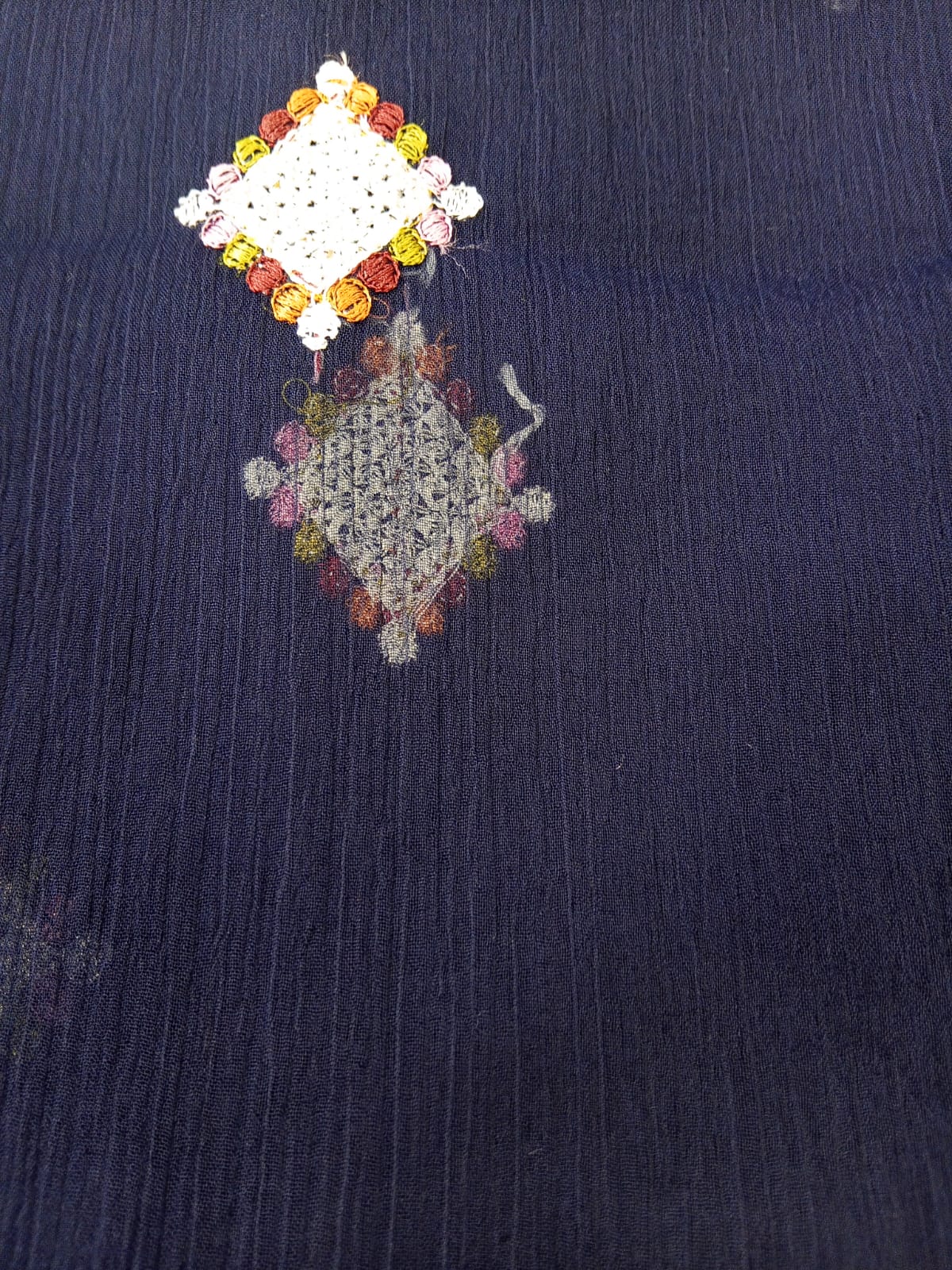Navy Blue | Luxury Chiffon Embroidered