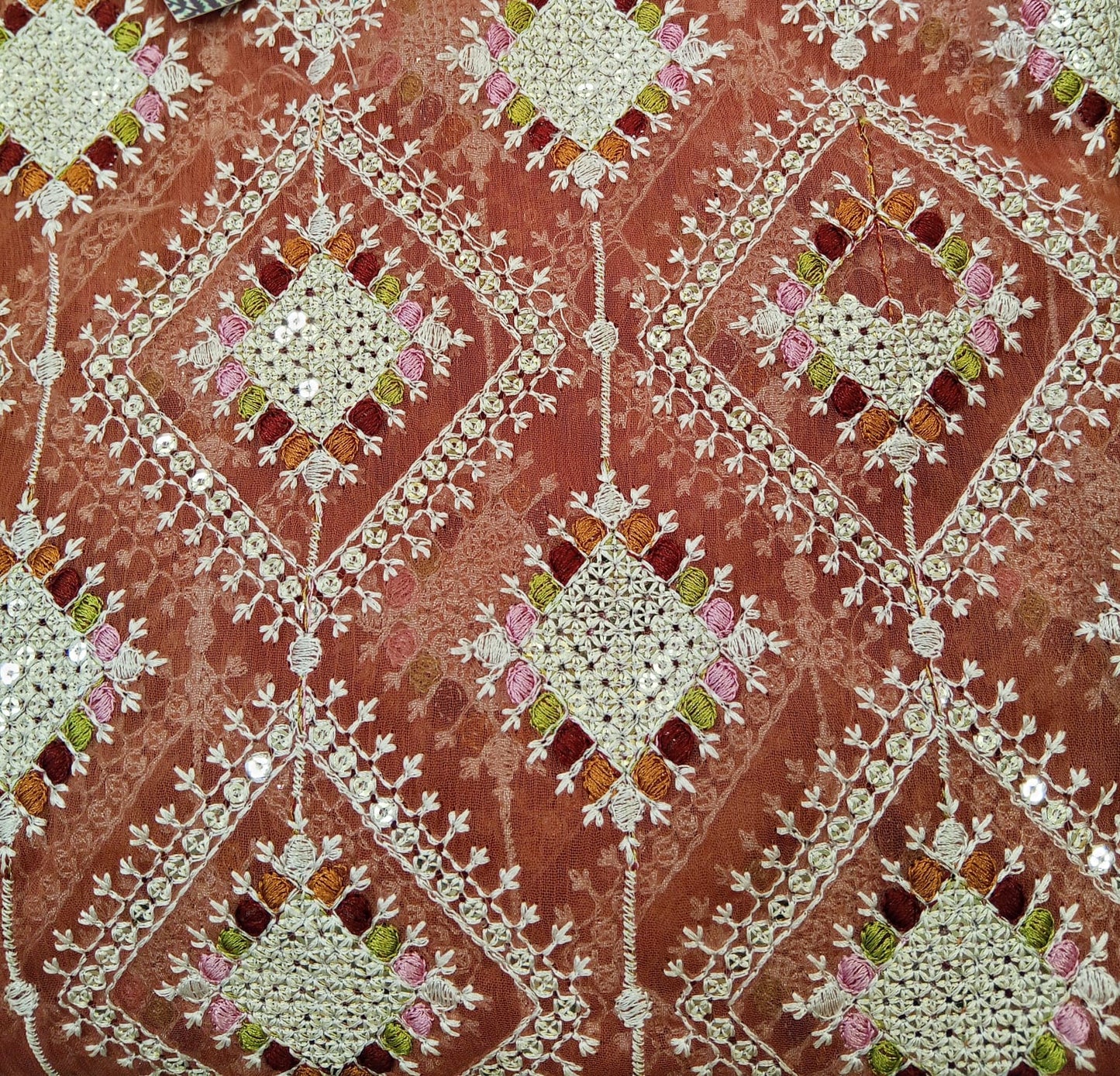 Peach | Luxury Chiffon Embroidered