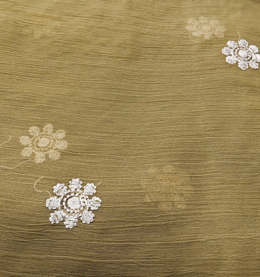 Light Olive | Luxury Chiffon Embroidered