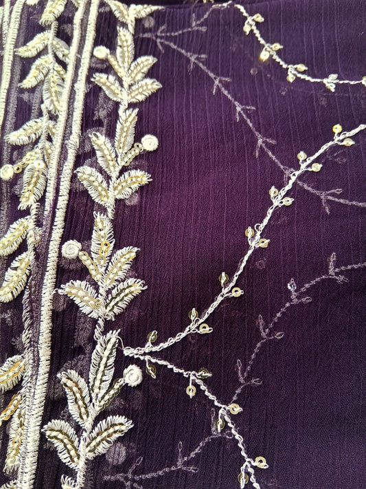 Purple | Luxury Chiffon Embroidered