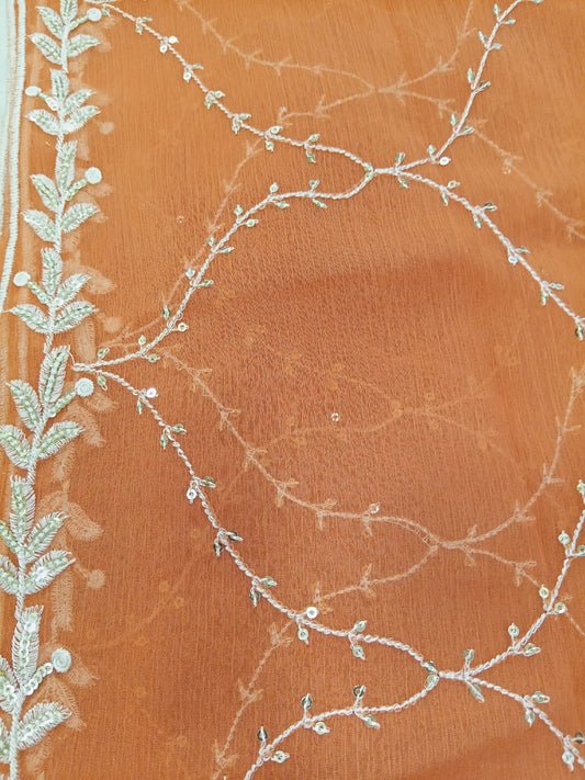 Burnt Orange | Luxury Chiffon Embroidered