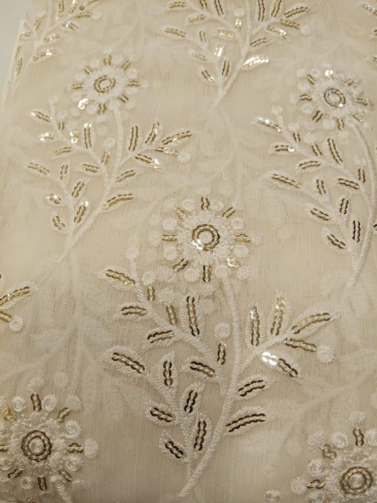Off White | Luxury Chiffon Embroidered