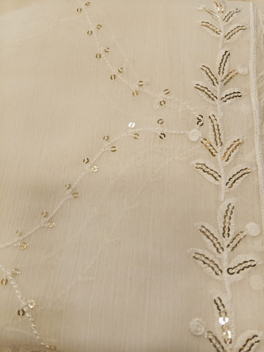 Off White | Luxury Chiffon Embroidered