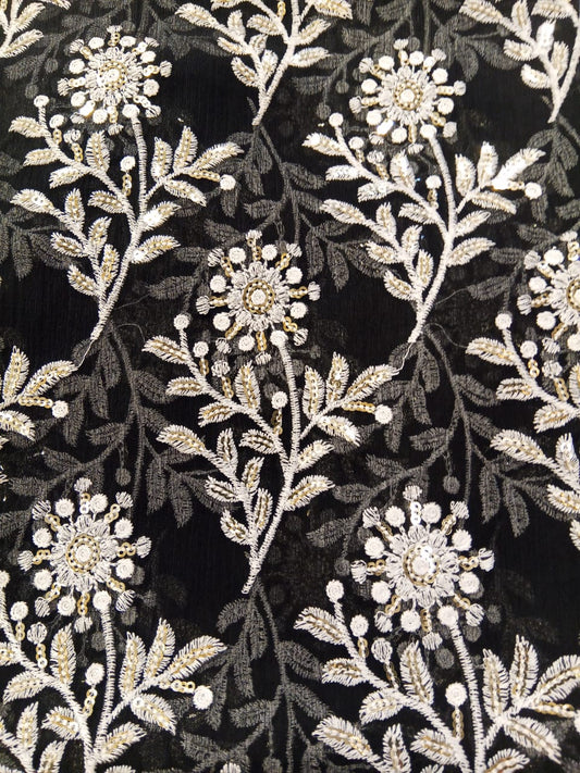 Black | Luxury Chiffon Embroidered