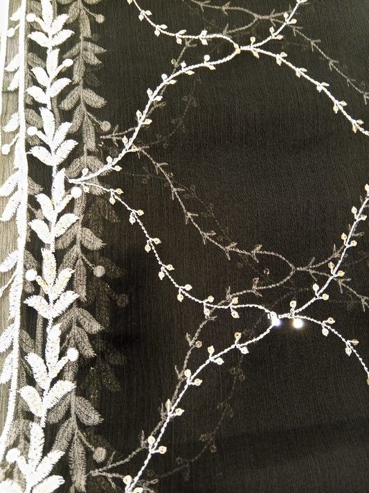 Black | Luxury Chiffon Embroidered