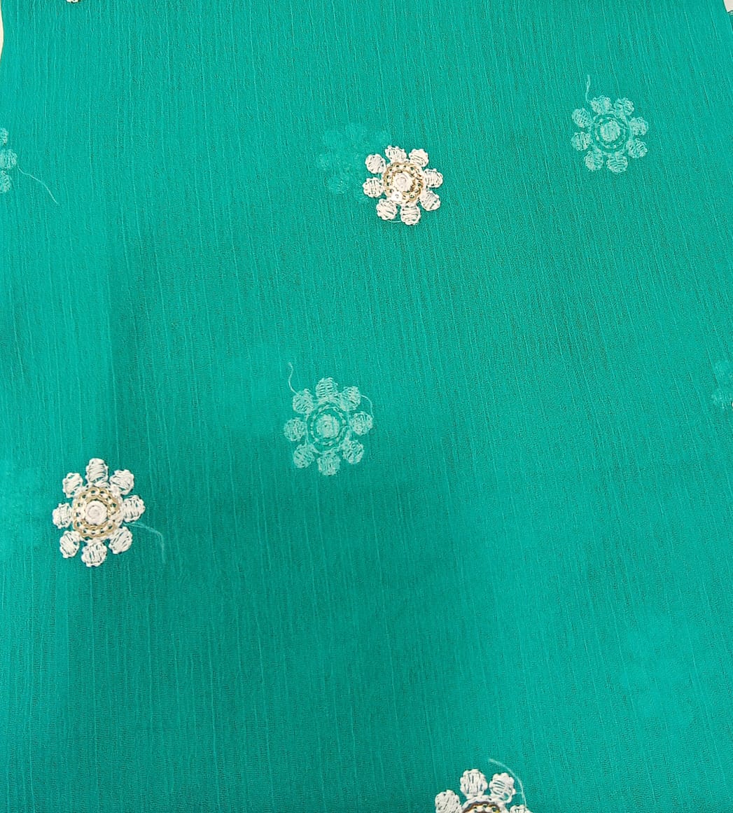 Dark Turquoise | Luxury Chiffon Embroidered