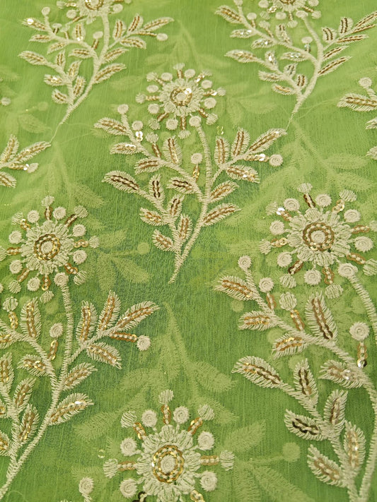 Light Green | Luxury Chiffon Embroidered