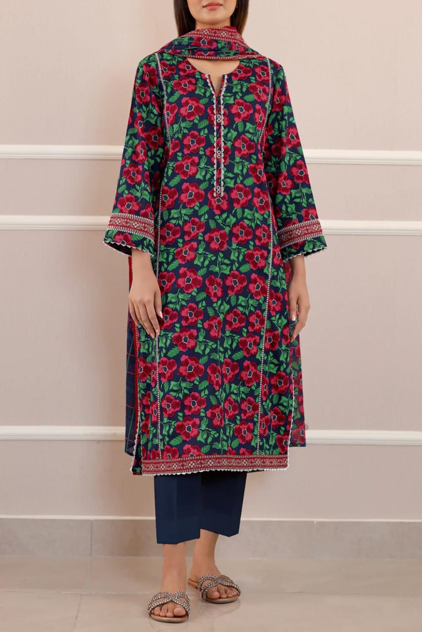 Blue | Saya 3pc Unstitched Lawn Suit
