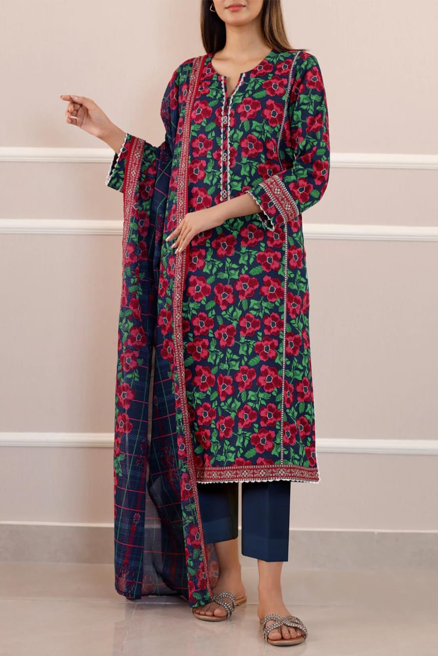 Blue | Saya 3pc Unstitched Lawn Suit