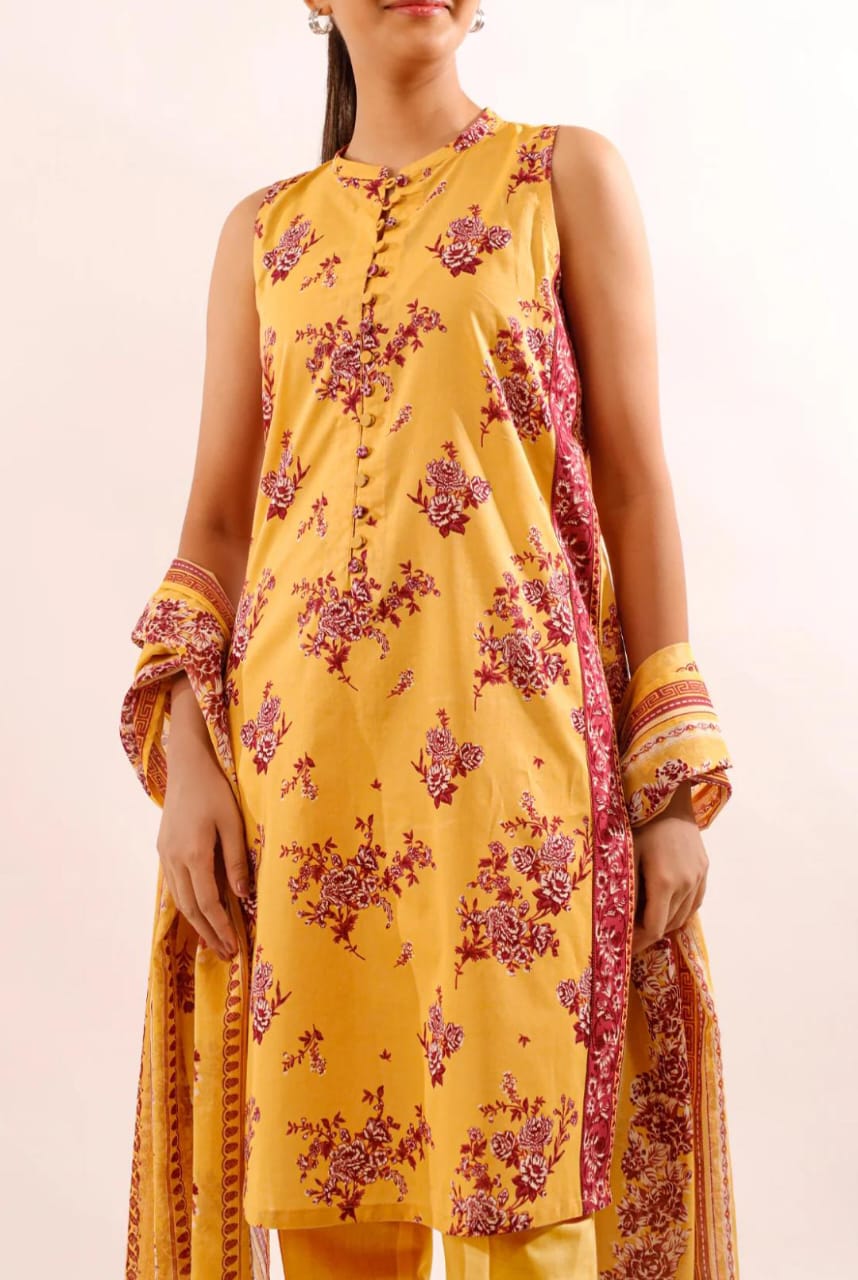 Mustard | Saya 3pc Unstitched Lawn Suit
