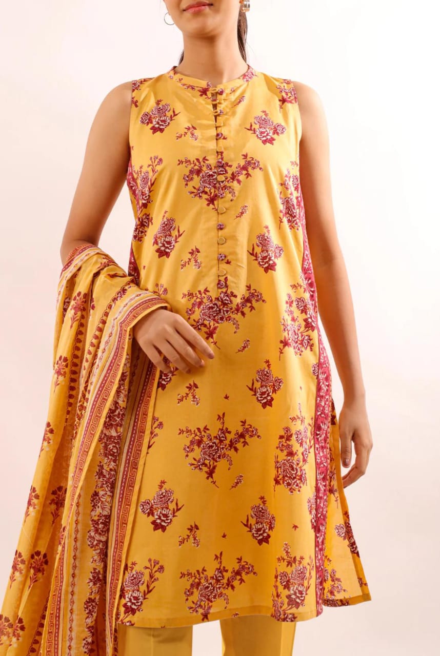 Mustard | Saya 3pc Unstitched Lawn Suit