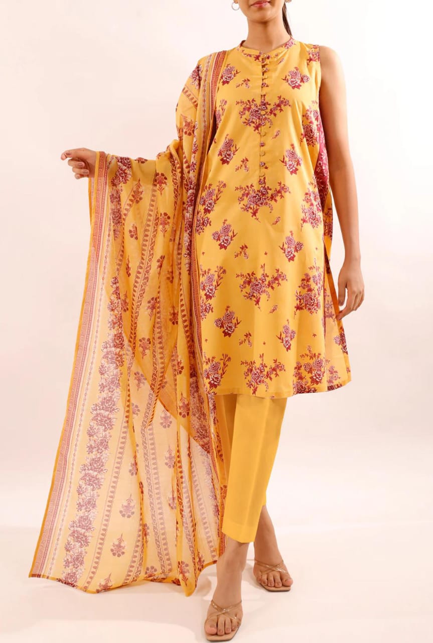 Mustard | Saya 3pc Unstitched Lawn Suit