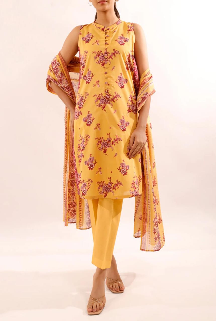 Mustard | Saya 3pc Unstitched Lawn Suit