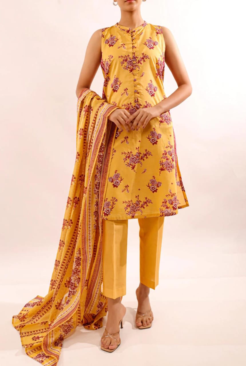 Mustard | Saya 3pc Unstitched Lawn Suit