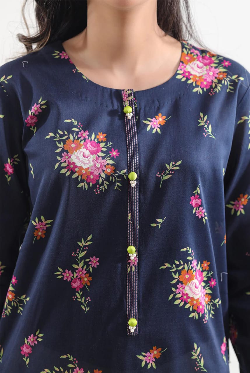 Dark Blue | Saya 3pc Unstitched Lawn Suit