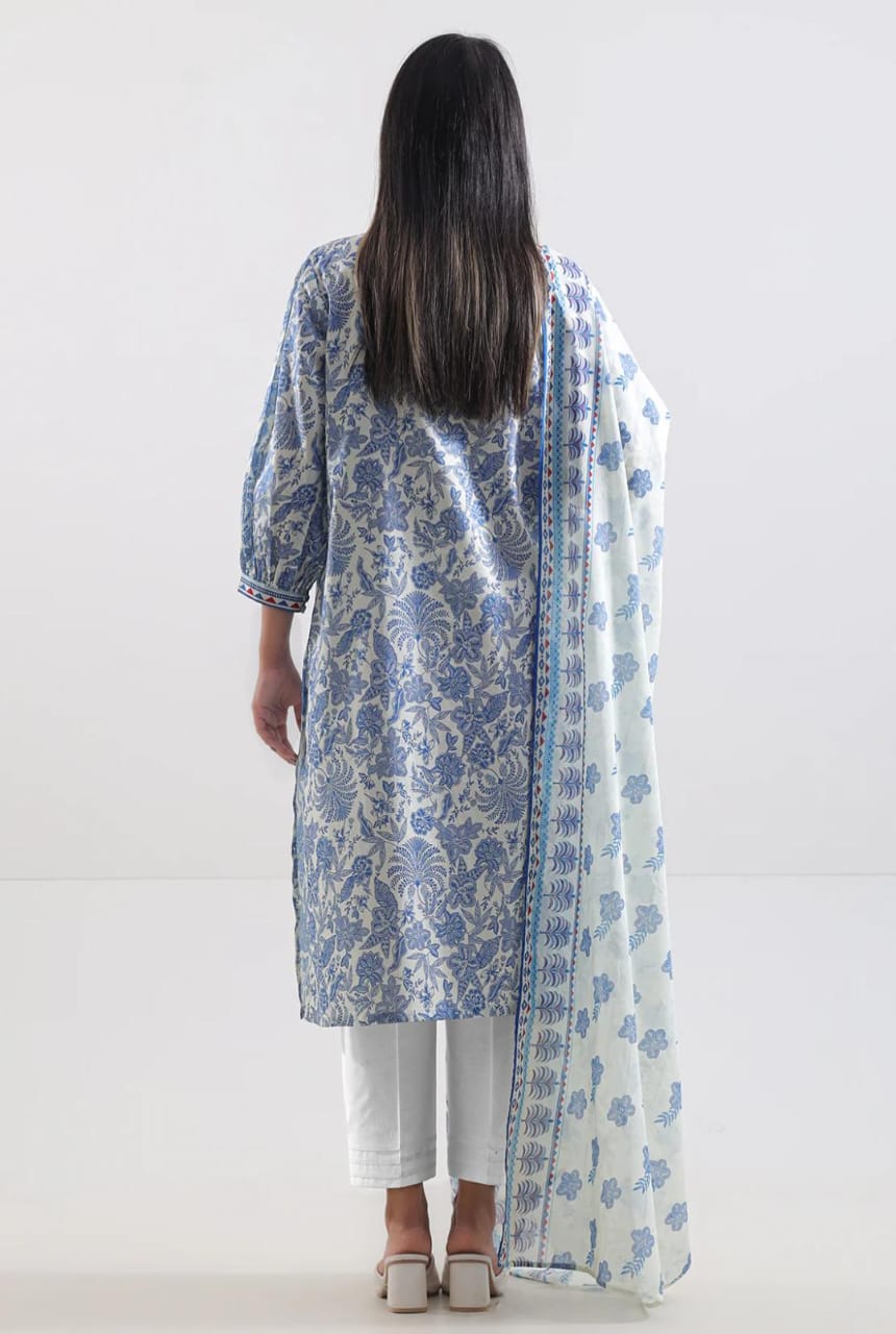 Cream | Saya 3pc Unstitched Lawn Suit