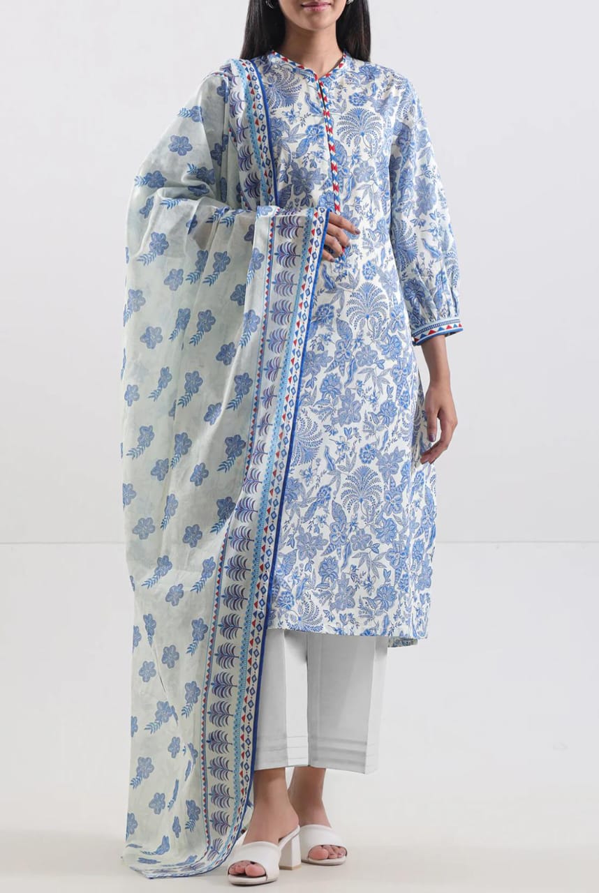 Cream | Saya 3pc Unstitched Lawn Suit