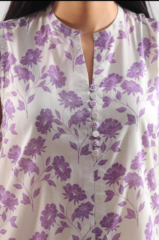 Lavendar | Saya 3pc Unstitched Lawn Suit