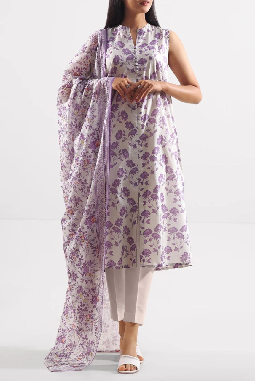 Lavendar | Saya 3pc Unstitched Lawn Suit