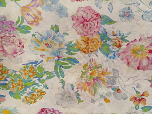 White | SAYA 3pc Unstitched Lawn Suit | Brenish