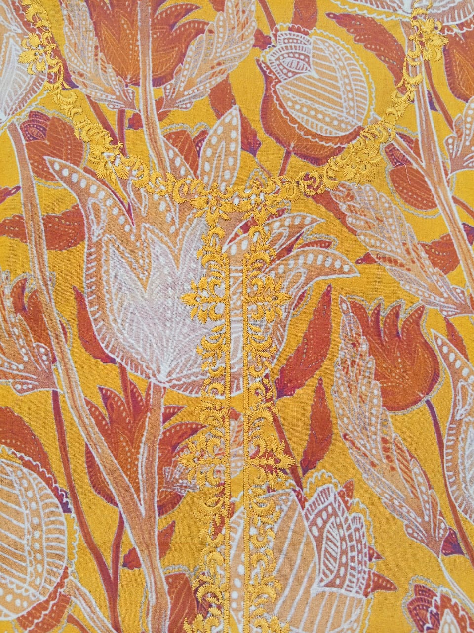 Yellow | SAYA 3pc Unstitched Lawn Suit | Brenish