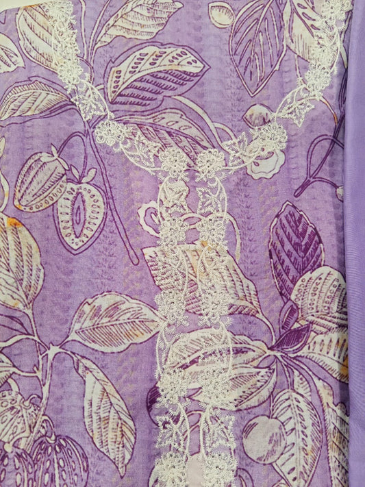 Light Purple | SAYA 3pc Unstitched Lawn Suit | Brenish