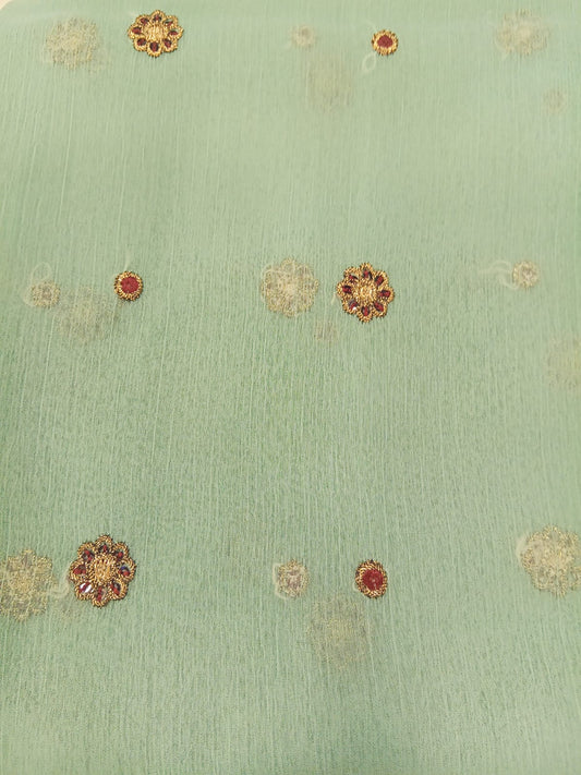 Light Sea Green | Luxury Chiffon Embroidered