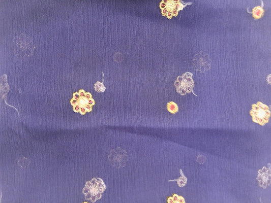 Navy Blue | Luxury Chiffon Embroidered