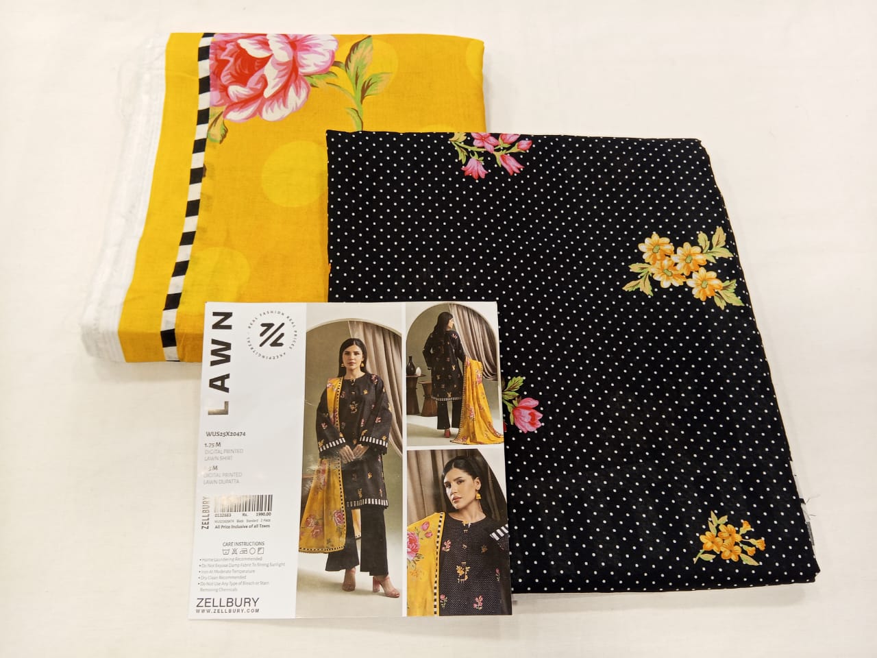 Black | Zellbury 2pc Unstitched Lawn Suit