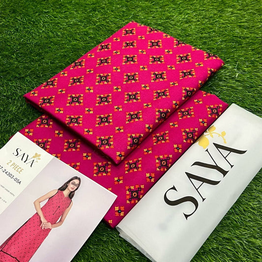 Shocking Pink | Saya 2PC Unstitched Lawn Suit