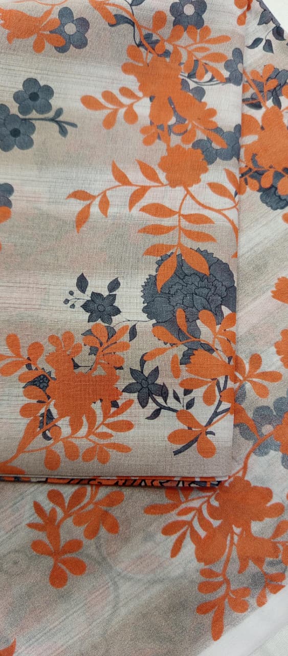 Gull BAHAR 3pc Unstitched Lawn Collection - Orange