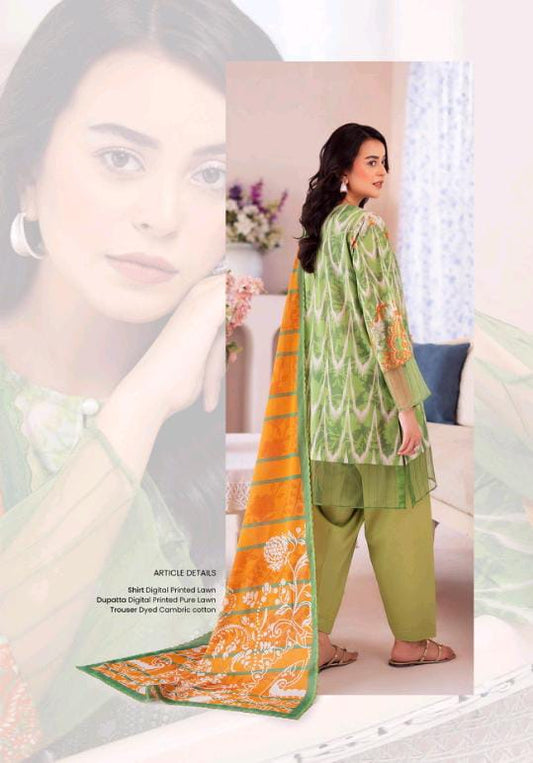 Gull BAHAR 3pc Unstitched Lawn Collection - Green