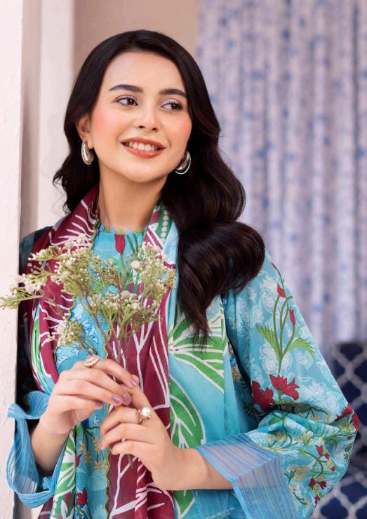 Gull BAHAR 3pc Unstitched Lawn Collection - Sky Blue