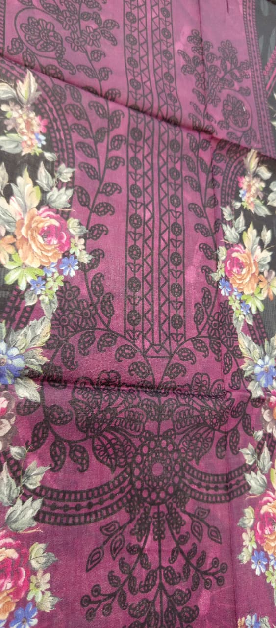 Gull Bahar by Binaas 3pc Unstitched Lawn Collection – Dark Deep Purple