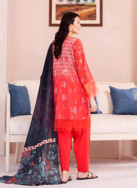 Gull Bahar by Binaas 3pc Unstitched Lawn Collection – Red