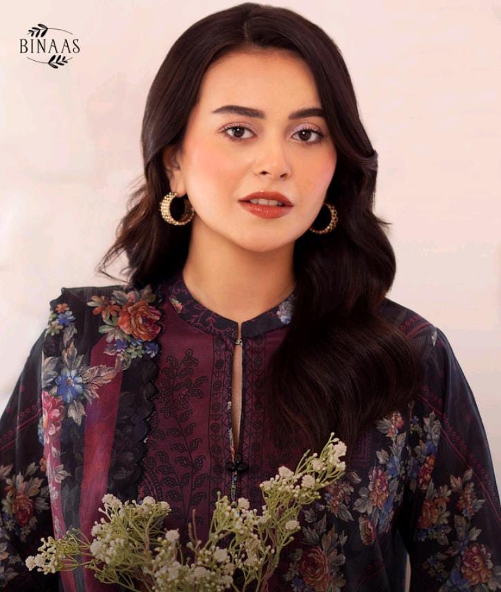 Gull Bahar by Binaas 3pc Unstitched Lawn Collection – Dark Deep Purple