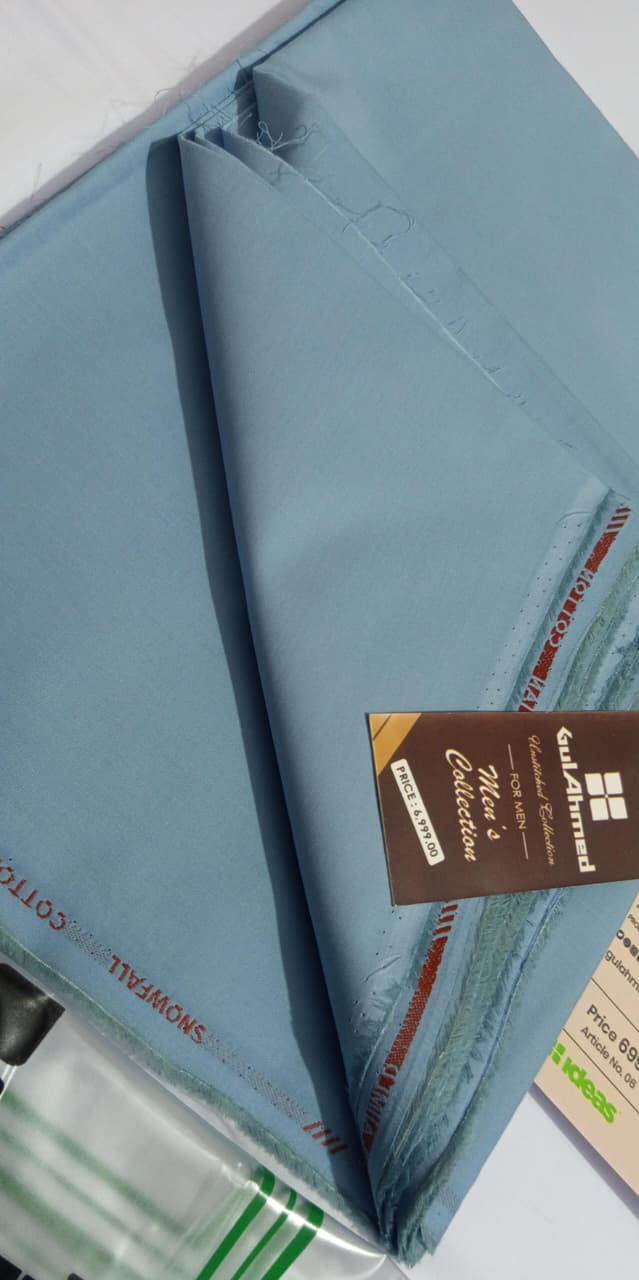 Sky Blue | Gul Ahmed Men's Unstitched Soft Cotton
