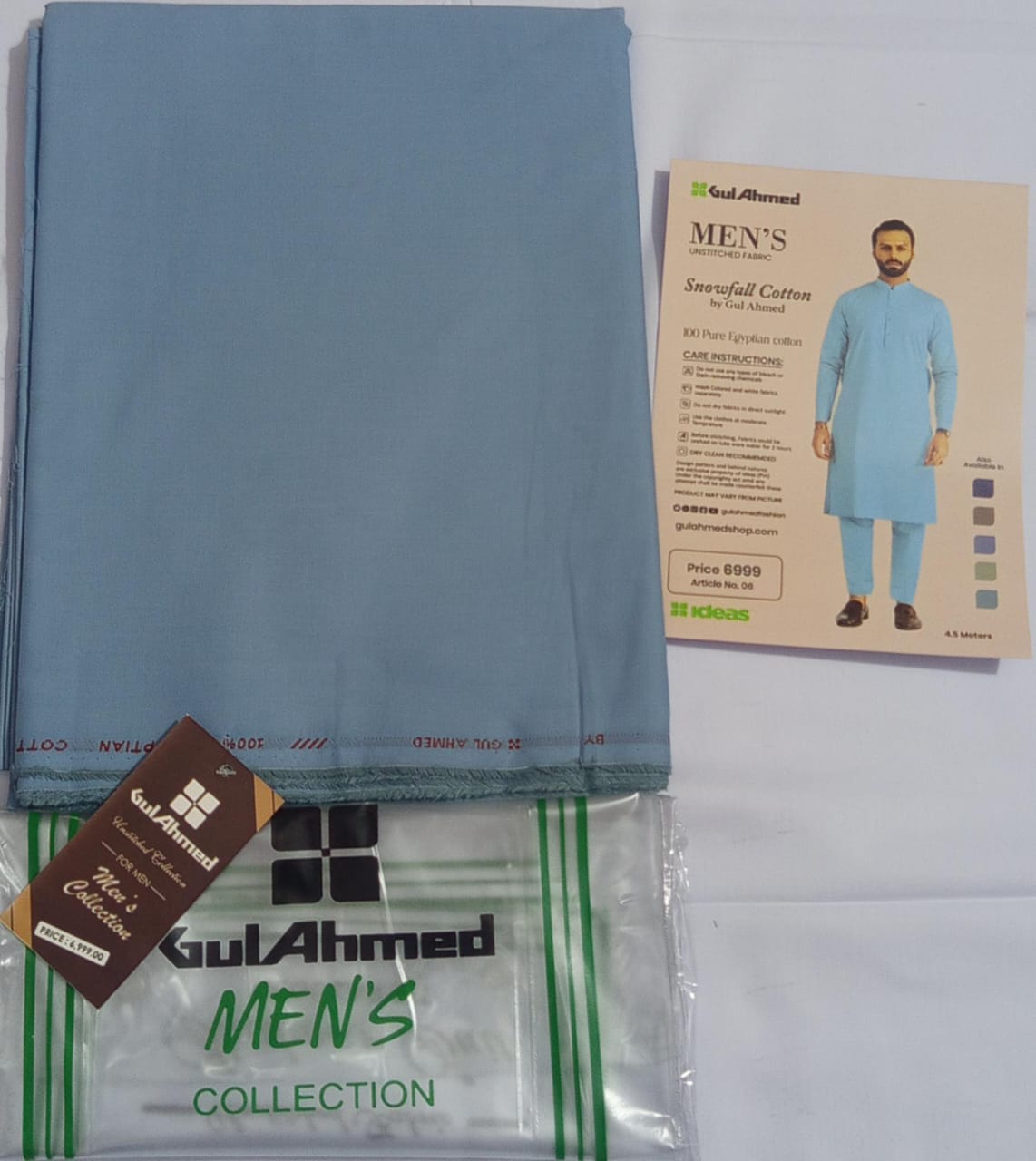 Sky Blue | Gul Ahmed Men's Unstitched Soft Cotton