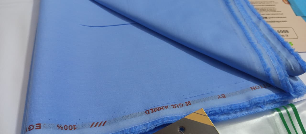 Dark Sky Blue | Gul Ahmed Men's Unstitched Soft Cotton