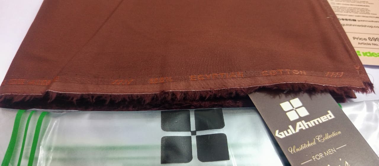 Burgundy | Gul Ahmed Men's Unstitched Soft Cotton