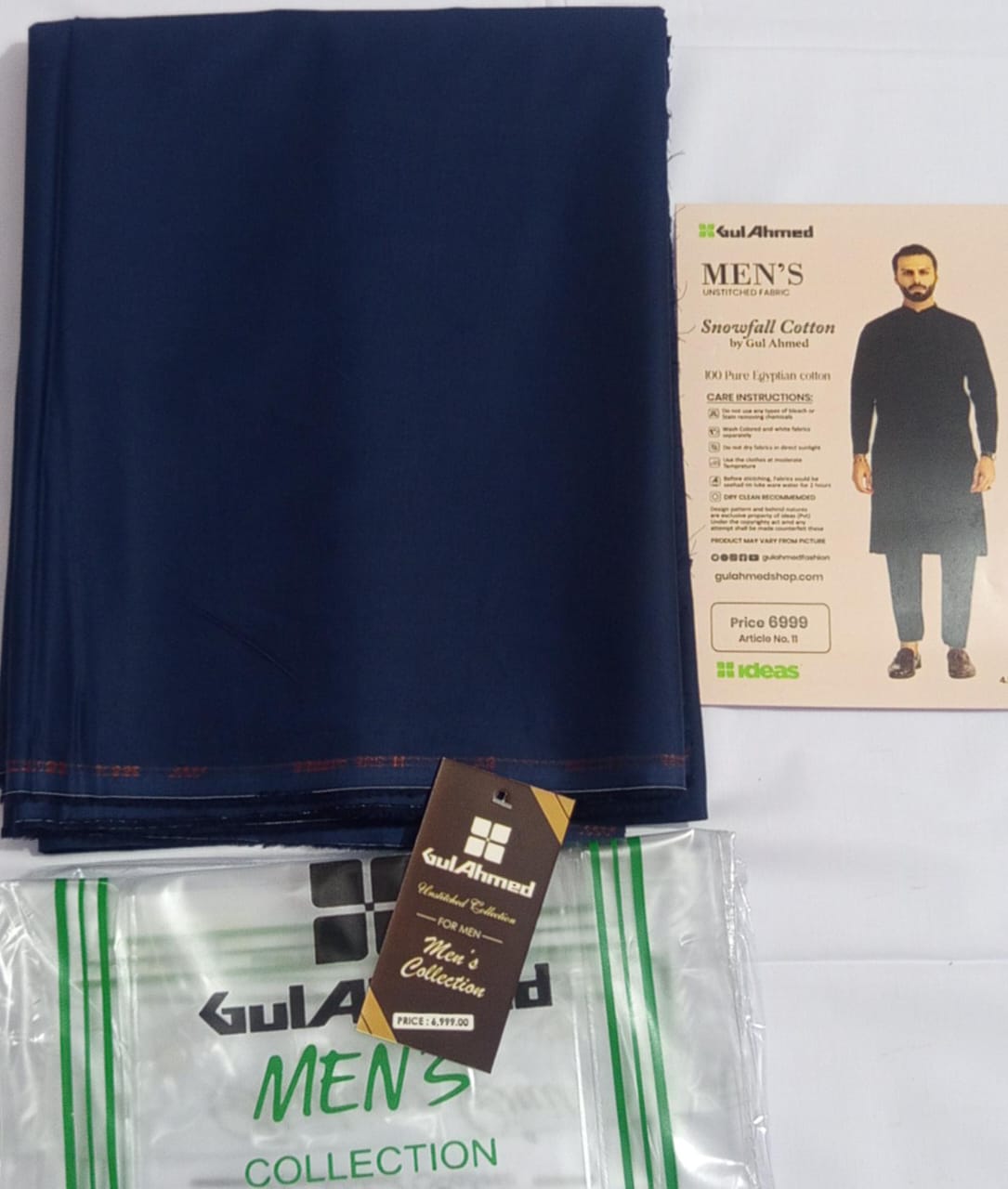 Navy Blue | Gul Ahmed Men's Unstitched Soft Cotton