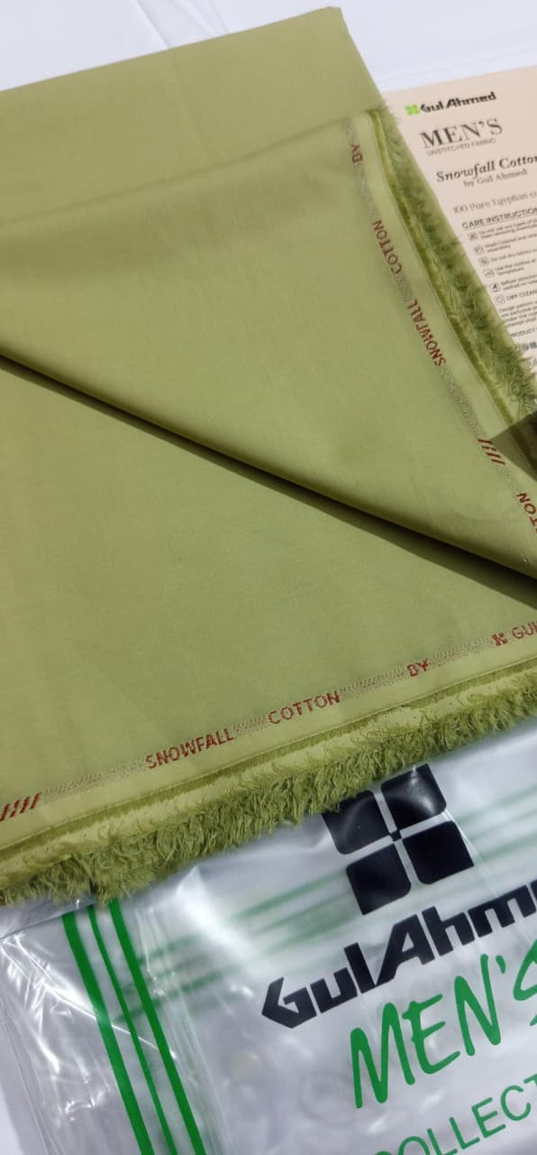 Olive Green | Gul Ahmed Men's Unstitched Soft Cotton